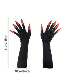 1 chiếc găng tay móng vuốt Halloween, phụ kiện trang phục móng vuốt đen, găng tay móng vuốt dài kinh dị, phụ kiện cosplay Halloween, găng tay móng vuốt mùa hè - Móng tay dài - Xem 7