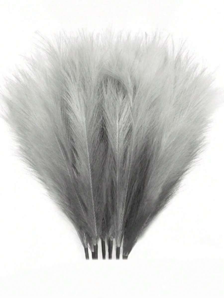 Conjunto de 7 ou 14 unidades de capim-dos-pampas artificial, 55 cm, flores artificiais fofas para decoração boho, decoração de casa, decoração de outono, enchimento de vasos, adequado para casa de campo, casamento (cinza degradê), decoração de outono, plantas artificiais. - Preto - Ver 1
