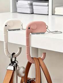 1 pezzo Gancio da parete a forma ovale in acciaio inossidabile con finitura, in materiale plastico, a forma di elefante, antiscivolo, singolo, per appendere borse e accessori