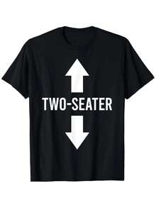 Two-seater graphic T-shirt in cotton and comfortable black, unisex,white - Preto - Ver 1