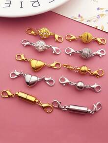 2件套珠宝制作扣环和挂钩。白色K色球形合金磁力扣，可用于制作手链、项链等装饰链环。磁力项链扣，项链，钥匙扣配件，珠宝制作用品，手链制作套件，包饰，磁力项链扣， - 彩色 - 查看 7