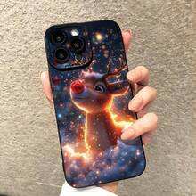 Neue frische und schöne heilende Sternen-Schneeflocken süße Weihnachts-Hirsch kreative heiß verkaufte Handyhülle - geeignet für iPhone 17 Air/17/16E/7/8/Xr/Xs/X/11/12/13/14/15/16/Pro/Pro Max/Plus, stoßfest und vollständiger Schutz für das Telefon, ein Geschenk für Freunde - Antikweiß - View 3