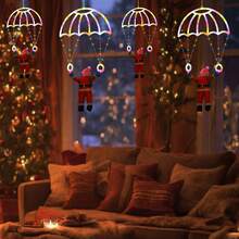 Santa Parachute LED Holiday Lights - USB-Powered With Remote, 8 Modes, Indoor/Outdoor Applicable, Perfect Christmas Gift & Ambiance Makerchristmas Decoration XMAS Decor Christmas Tree Gift Decor Thanksgiving Wedding Home Decor Home Decor Fall Decor Autumn Decor Birthday Decorations For Gifts Party Supplies Indoor Outdoor Garden Holiday Festival Decor Halloween Decor Wall Decor Halloween Ornaments