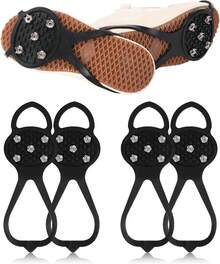 2 Pairs Crampons Pour Bottes, Snow Cleats, Non-Skid 10-Claw Crampons Grippers Spikes Hiking Boots, & Snow Shoes, Hiking Gear, Essentials, Accessories Winter Sports (L Size)