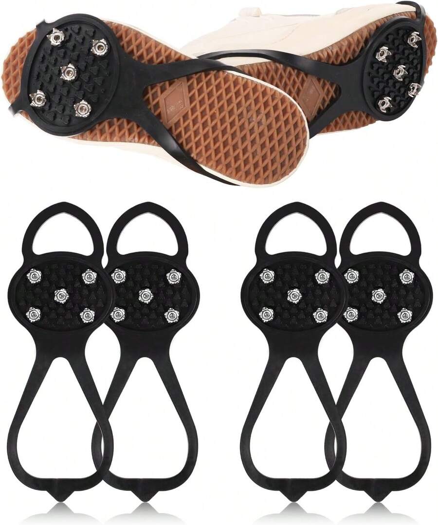 2 Pairs Crampons Pour Bottes, Snow Cleats, Non-Skid 10-Claw Crampons Grippers Spikes Hiking Boots, & Snow Shoes, Hiking Gear, Essentials, Accessories Winter Sports (L Size)