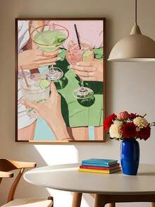 1 buc Postere vintage pentru cocktailuri, Artă murală pe pânză de bar Postere pentru cocktailuri cu lămâie, Artă murală pe pânză cu tocuri înalte colorate Decor dormitor, Decor living, Decor birou, Decor perete sufragerie, Decor cămin, Artă murală, Decor perete, Decor casă, Decor cameră, Artă murală pe pânză, Postere, Artă murală cu ramă, Ramă opțională
