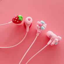 1 buah Earphone Kabel Tipe-C Warna Pink Baru, Aksesori DIY Lucu, Bentuk Balon Stroberi/Hati Merah, Dilengkapi Kontrol Volume, Mikrofon, Earphone Musik Telepon Panggilan Definisi Tinggi - Satu-Ukuran - View 4