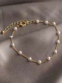 1pc Universal Pearl Bracelet Multilayer Bracelet Anklet, Multiple Wearing Ways, Versatile Pearl Bracelet For Women, Ins Style Unique And Elegant Steel Bracelet, Couple Bracelet Jewelry (Handmade Chain Length Can Be Customized, Pearl Quantity Is Not Fixed)