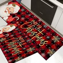 Felpudo con tema navideño, de poliéster, alfombra decorativa para el piso adecuada para la entrada del hogar, sala de estar, dormitorio y cocina