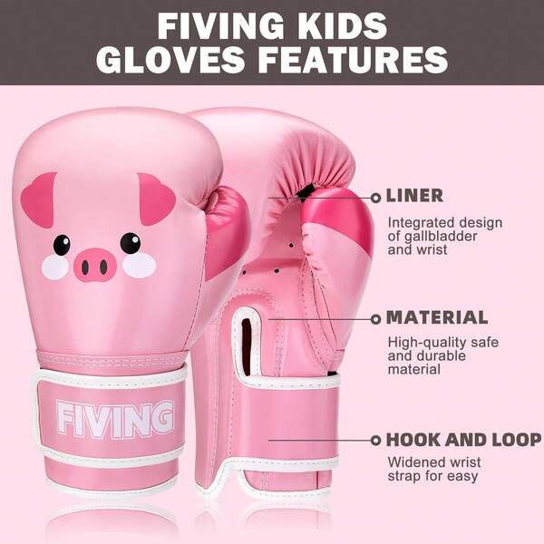 1 par de guantes de boxeo de piel de PU FIVING de 4 oz/6 oz, guantes de boxeo profesionales, guantes de entrenamiento de taekwondo, equipo de lucha MMA