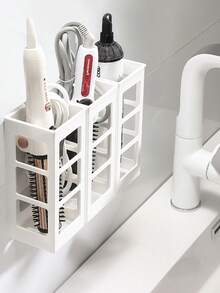 1pc Wall Mounted Hair Accessory Storage Rack, Used For Curlers, Combs, And Straighteners, Non Drilled Bathroom Storage, Hair Accessory Storage Box. Curling Wand Storage Box, Home Wall Straight Hair Straightener Storage Rack Without Punching Holes. Hairdressing Tool Organizer Box. Bathroom Storage Rack, Home&Daily Necessities, Bathroom Storage&Storage. Convenient And Practical