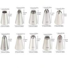 10pcs Medium Piping Tips Set, Stainless Steel Cake Decorating Tips For Cupcakes, Cookies, Pastry, Back To School - Silver - View 3