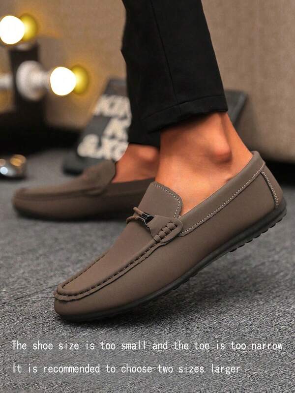 Men's Loafers New Casual Shoes Versatile Moccasins Slip-On Boat Shoes Slouchy Shoes Fabric Flat Bottom Boat Shoes Men's Shoes Business Leather Shoes Formal Shoes (Run Small And Narrow, Please Order 2 Sizes Up)