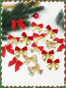 12 件圣诞树装饰，圣诞蝴蝶结，圣诞树蝴蝶结装饰，闪亮圣诞装饰，适合圣诞节冬季假期家居装饰、场景装饰、房间装饰、办公室装饰、主题派对装饰、圣诞节