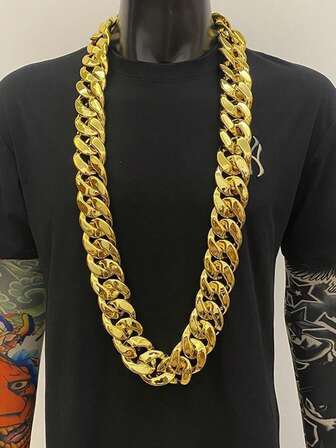 1pc Oversized Fake Gold Chain, Hip Hop Rapper Costume Jewelry Prop