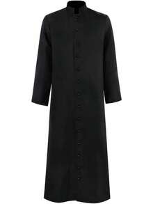 Men's Cassock Robe Church Robe Choir Minister Clergy Pulpit Liturgical 5 Colorshalloween - 黑色 - 查看 4