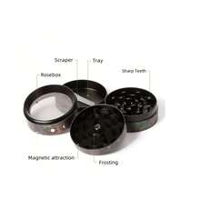 4pcs Astronaut Design Premium Vanilla Grinder Set, Spice Grinder With Pollen Collector, Sharp Blades For Fine Grinding, Fashionable & Practical Men's Accessory For Vanilla - Starry Sky - View 3