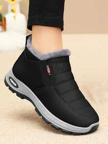 زوج من بوت الثلج الدافئة من الفليس، بوت شتوية جديدة للرجال لعام 2025 بمقاسات كبيرة للمسنين، بوت قصيرة عالية الأعلى، بوت سير سميكة دافئة للمتوسطي العمر، بوت ثلج يمكن ارتداؤها من قبل الجنسين