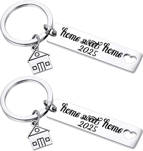 2PCS 2025 Home Sweet Home Key Chain Housewarming Presents, New Homeowner Keychain Closing Gift Ideas, Real Estate Gifts From Agent For Client Congratulations
