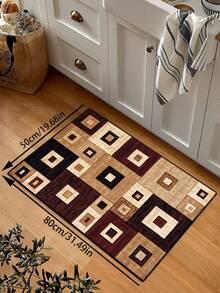 1pc Geometric Textured Pattern Rug, Black White Gray Printed Polyester Rectangular Easy Care Washable Area Carpet, Suitable For Living Room, Hallway, Bedside, Living Space, Bedroom, Office, Kitchen, Farmhouse Home Decor - Multicolor - View 17