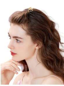 4个迷你金色镂空发夹，甜美几何发饰，女士/女孩休闲爪夹发卡，学习用品