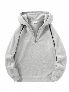 2025秋冬新款宽松美式休闲加厚半拉链天鹅绒连帽男士运动衫