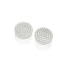Rommanel 925 Silver Button Zirconia Earring - Silver - View 2