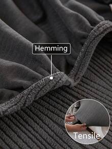 1 pieza Funda de sofá de estilo bohemio de unicolor, funda de sofá antideslizante y antirasguños, decoración del hogar para sofá de 1/2/3/4 plazas, lavable a máquina, para todas las estaciones - Gris Oscuro - Ver 8