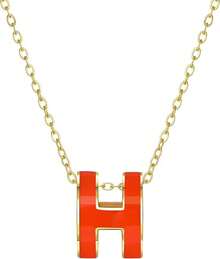 H Necklace For Women18K Gold Plated Classic Letter Design Cute Fashion Necklace Pendant Jewelry Gifts For Women2025 - 橘色 - 查看 1