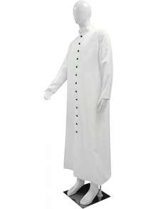Bata de casulla para hombres, bata de iglesia, bata de coro, ministro, clero, púlpito litúrgico de 5 colores, disfraz de Halloween - Blanco - Ver 5