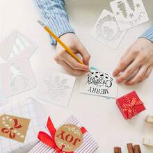 24 Pcs Small Christmas Stencils 3x3 Inch For Painting On Wood Slice,DIY Christmas Ornaments