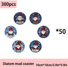 4 piezas/6 piezas/300 piezas Posavasos de barro de diatomeas con estampado de gnomos navideños y copos de nieve, posavasos de café, decoración multiocasión para el hogar y restaurantes, regalos diarios, decoración de mesa, decoración de fiesta temática