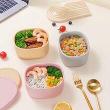 Hộp đựng cơm hình bầu dục nhỏ có nắp, chịu nhiệt, thích hợp cho nhân viên văn phòng - Nhiều màu - Xem 3