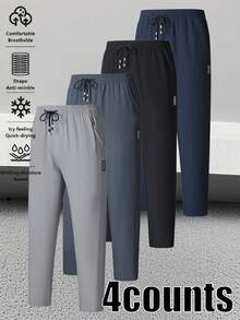 4 Pcs Men's Spring And Autumn Thin Outdoor Casual Pants, Straight Stretch Quick Dry Pants, Ideal Gift For Boyfriend For Outdoor Activities - Nhiều màu - Xem 2