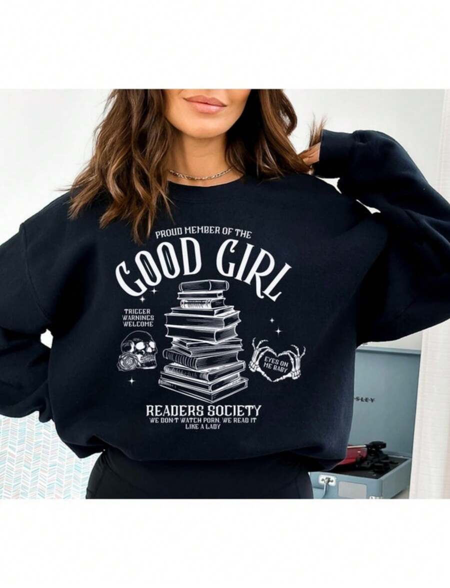 Smut Sweatshirt Good Girl Book Club Enemies To Lovers Dark Romance STFUATTDLAGG Thick And Spicy Spicy Book SHirt Smut Lover Buy Me Books Tee (2) - màu đen - Xem 1
