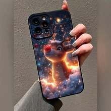 Neue frische und schöne heilende Sternen-Schneeflocken süße Weihnachts-Hirsch kreative heiß verkaufte Handyhülle - geeignet für iPhone 17 Air/17/16E/7/8/Xr/Xs/X/11/12/13/14/15/16/Pro/Pro Max/Plus, stoßfest und vollständiger Schutz für das Telefon, ein Geschenk für Freunde - Antikweiß - View 8