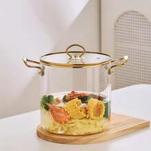 Garnek do zupy o dużej pojemności ze szkła borokrzemianowego, wielofunkcyjny garnek z podwójnym uchem, domowy garnek gazowy, garnek o dużej pojemności, odporny na wysokie temperatury, odpowiedni do kuchenki mikrofalowej, odpowiedni na Halloween, Boże Narodzenie i inne święta. Ze względu na specjalny proces produkcji mogą występować drobne ślady, które nie wpływają na użytkowanie i wygląd. - Wielokolorowe - Zobacz 8