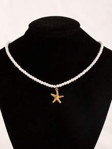 1入組時尚不銹鋼海星吊墜項鏈適合女士日常裝飾