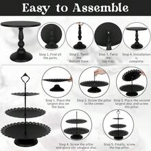 Fivenl 8 Pcs Cake Stand Black Metal Dert Table Display Set 3Tier Cupcake Stand Cake Display Tower And Cookie Tray Rack Serving Tray For Birthday Party Weddings  Shower Black - màu đen - Xem 6