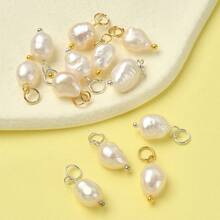 12pcs Cultured Pearl Pendant, 2 Colors, Suitable For Women Earrings, Necklaces, DIY Jewelry Making, Autumn/Winter - Multicolor - View 6