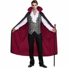 Spooktacular Creations Halloween Men Vampire CostumeHalloween Men's Vampire Cape Dracula Costume Men TAOWKI1 - 銀色+加大號 - 查看 5