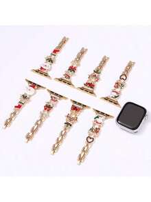 1pc Christmas Watch Band/Case Suitable For Apple Watch SE/8/7/6/5/4 Series 40/41mm And 44/45mm, Unique Hollow-Out Design With PC Hard Shell Material + Colorful Rhinestone Metal Frame - Direct Touch Screen With No Delay, Lightweight And Durable, Metal Band With Adjustable Folding Clasp, Great Gift - Watch Accessories (Not A Set, Watch Case And Band Sold Separately)