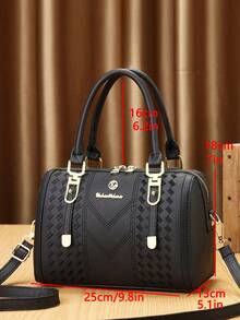 女士印花手提包个性阅读手提包个性套装包单肩斜挎包 - 黑色 - 查看 9