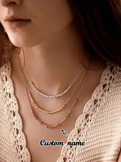 1pc Customized Morse Code Name Necklace, Personalized Necklace With Morse Code Name Or Hidden Message, Secret Message Necklace, Mother's Day Gift