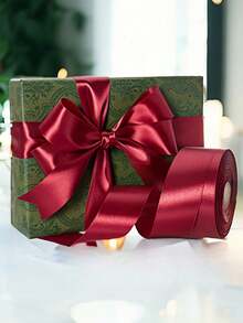 1卷22米双面缎带，适用于DIY玫瑰装饰、礼品包装 - 婚礼派对蝴蝶结缎带，也可用于桌椅装饰、拱门、礼品盒、蛋糕装饰、服装配饰、编织，营造优雅的节日氛围，蝴蝶结缎带，圣诞节、返校季、假期 - 酒紅色 - 查看 4