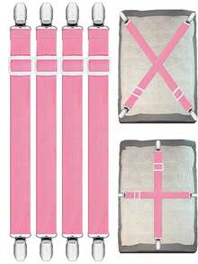 4pcs Adjustable Bed Sheet Fasteners, Elastic Bed Sheet Holders With Metal Clips, Fit For Bed Sheets, Mattresses, Ironing Boards Or Sofa, Heavy Duty Bed Corner Sheet Grippers With Locks, Non-Slip Bed Sheet Clips, Bed Frame Stabilizers - Multicolor - View 4