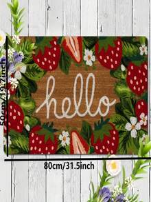 1pc Strawberry & Floral Pattern Doormat, Small Rug Suitable For Holiday Decor, Daily Decor, Room, Living Room, Bedroom, Kitchen, Office, Vintage Farmhouse Indoor/Outdoor Entrance Mat, Autumn/Winter Front Door Mat, Outdoor Doormat, Porch Mat, Entryway Mat