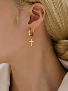 1 Paar modische, lässige, klassische, vielseitige, schicke Ohrringe mit Kreuz-Design für Frauen