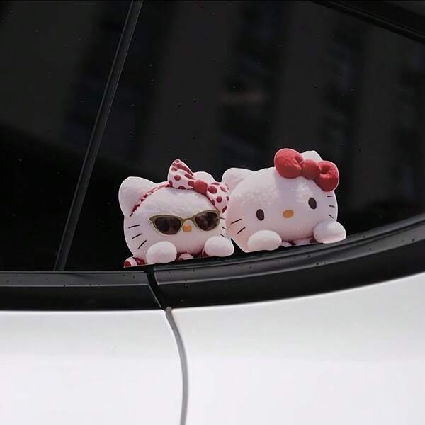 Sanrio Sanrio Kitty Cute Car Stickers Motorcycle Motorcycle Sticker Cartoon Personalized Window Body Decoration Stickers Wholesale Toy For GiftS