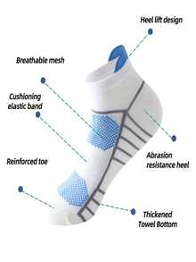 5 Paar unisex atmungsaktive, strapazierfähige, antibakterielle, geruchshemmende Kurzsocken, ideal für Sport, Outdoor, Büro - Verschiedenfarbig - Übersicht 3